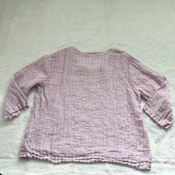 Flax Purple Linen Tunic Top, Size Large - Picture 5 of 7